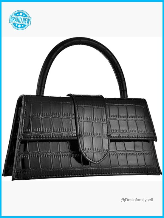 Handbags - Faux Leather Crocodile Clutch Structured Top Handle Evening Bag Elegant